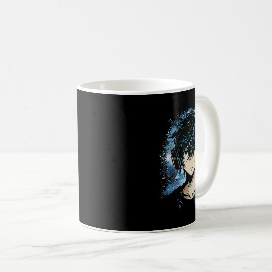 Anime Manga Motif Headphone Artwork Anime  Coffee Mug Anime Kupa Bardak Modern Anime Baskılı Kupa