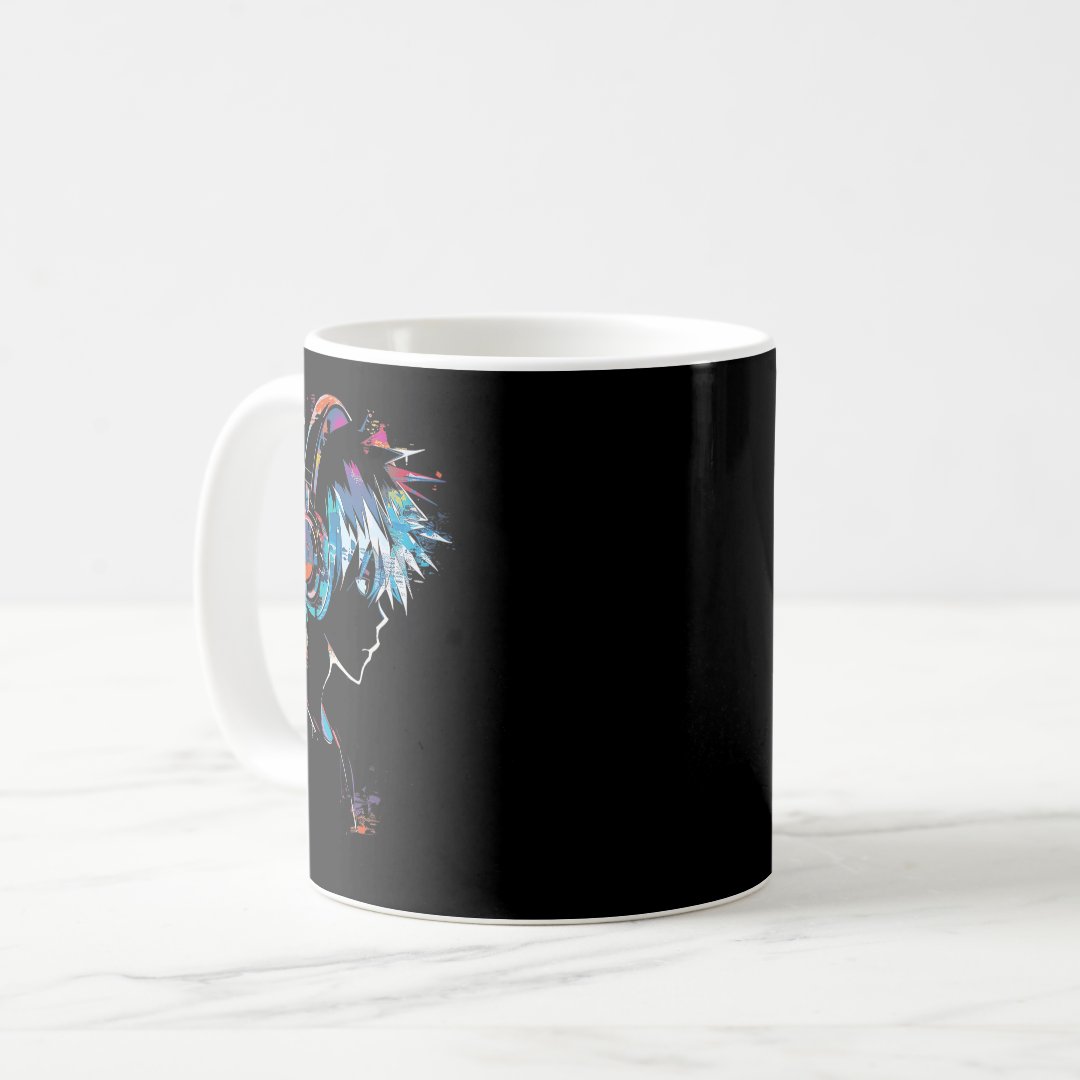 Anime Manga Motif Headphone Illustration Anime  Coffee Mug Anime Kupa Bardak Modern Anime Baskılı Kupa