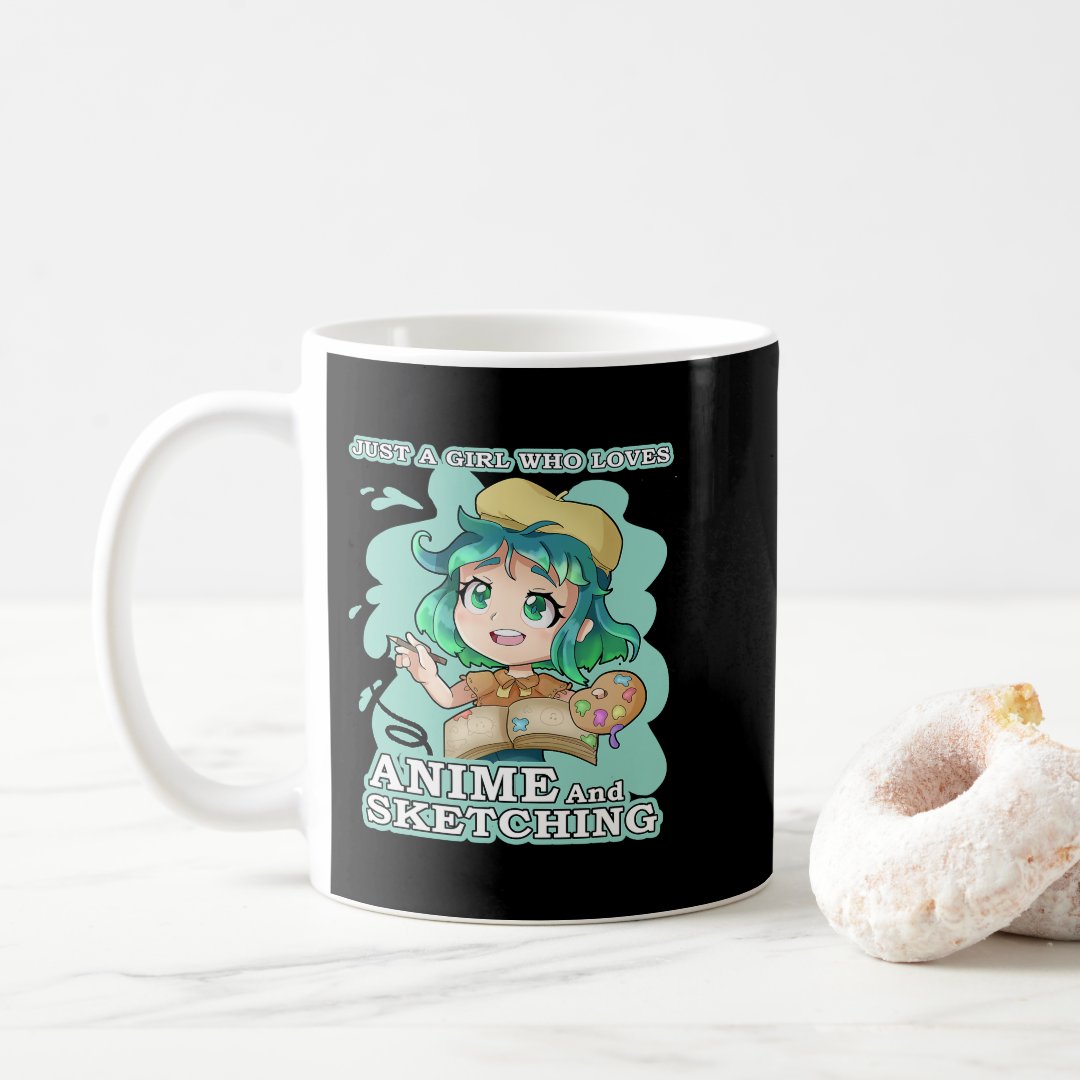 Anime Merch Just A Girl Who Loves Anime And Sketch Coffee Mug Anime Kupa Bardak Modern Anime Baskılı Kupa