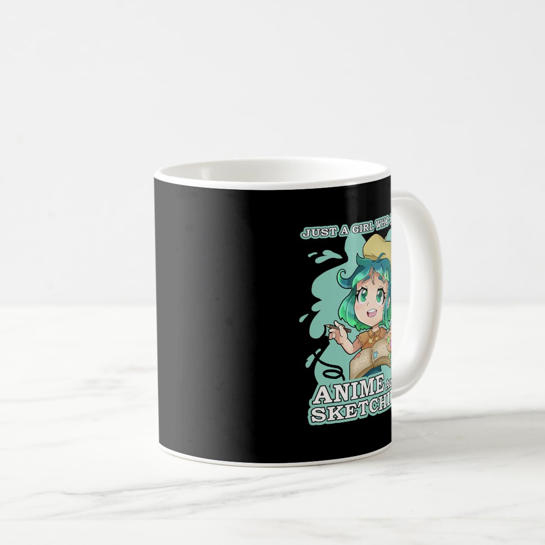 Anime Merch Just A Girl Who Loves Anime And Sketch Coffee Mug Anime Kupa Bardak Modern Anime Baskılı Kupa