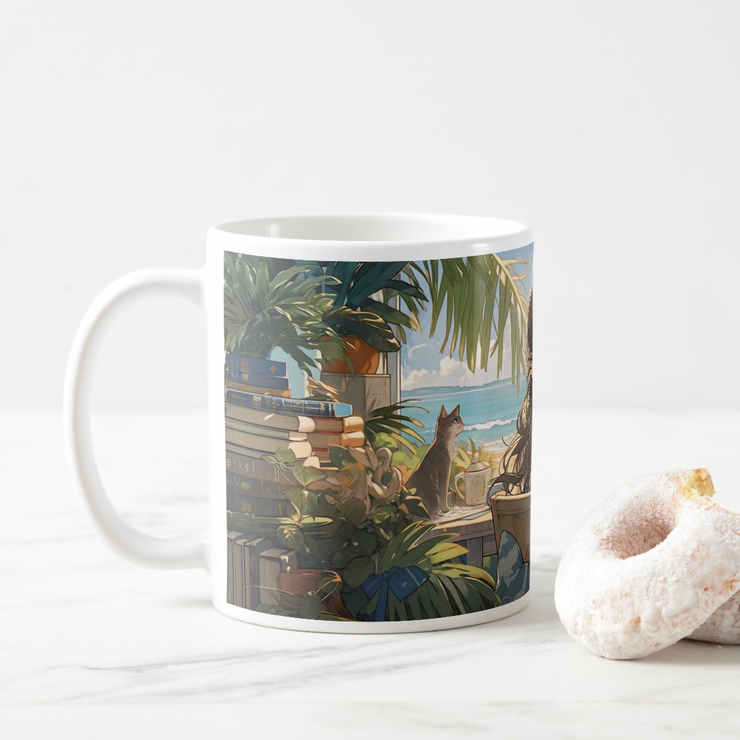 Anime office by the sea Coffee Mug Anime Kupa Bardak Modern Anime Baskılı Kupa