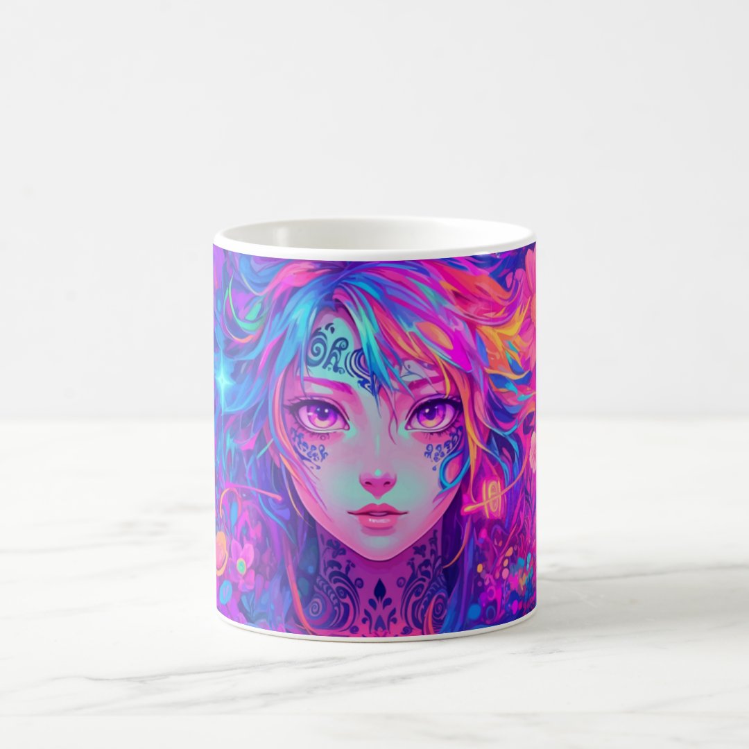 Anime Psychedelic Style  Coffee Mug Anime Kupa Bardak Modern Anime Baskılı Kupa