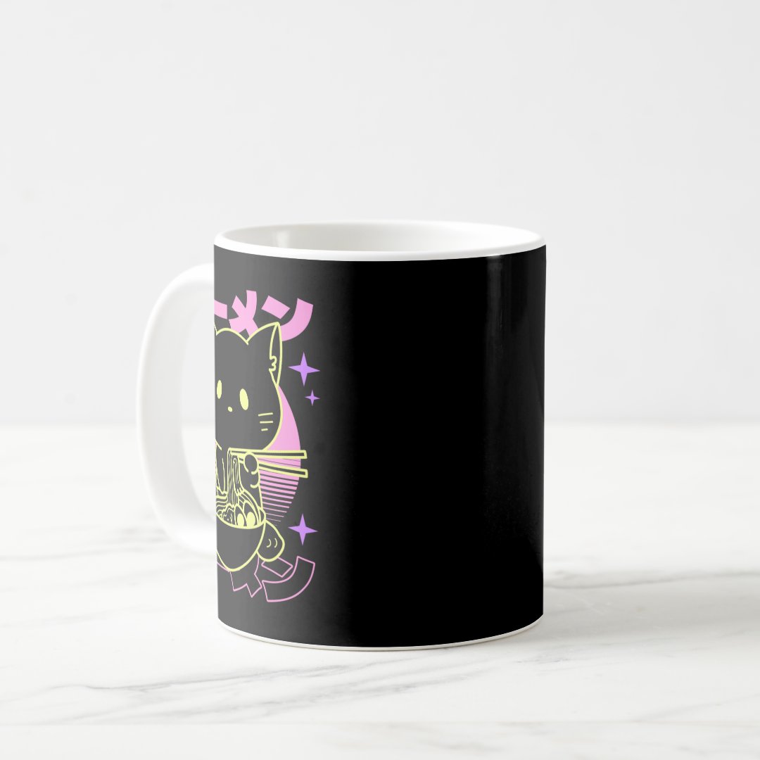 Anime Ramen Cat Japanese Retro Noodles Aesthetic K Coffee Mug Anime Kupa Bardak Modern Anime Baskılı Kupa