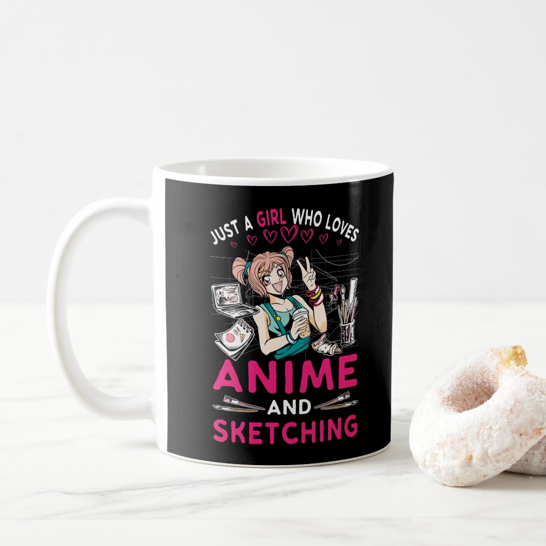Anime Sketching Girl Otaku Teen Japanese Comic Fan Coffee Mug Anime Kupa Bardak Modern Anime Baskılı Kupa