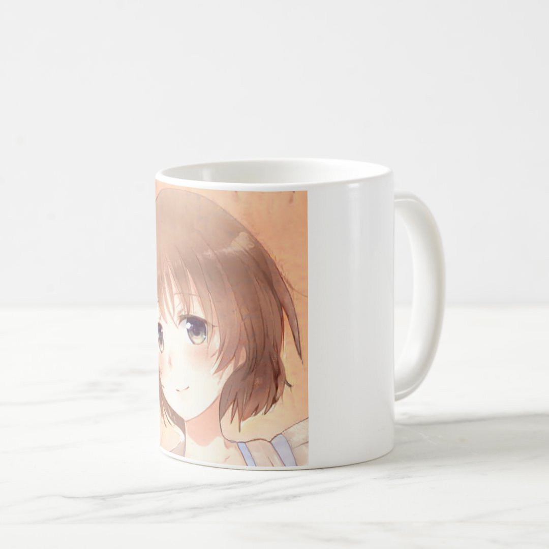 Anime sweet brown-haired girl coffee mug Anime Kupa Bardak Modern Anime Baskılı Kupa