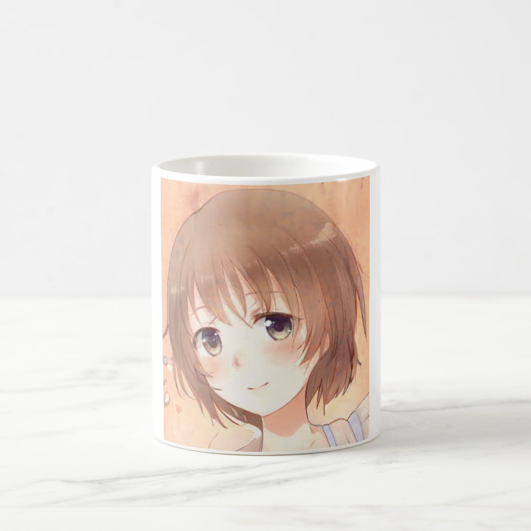 Anime sweet brown-haired girl coffee mug Anime Kupa Bardak Modern Anime Baskılı Kupa