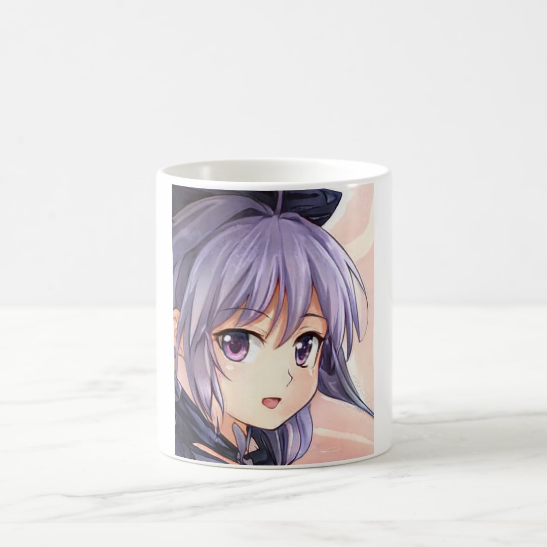 Anime violet-haired girl violet eyes coffee mug Anime Kupa Bardak Modern Anime Baskılı Kupa