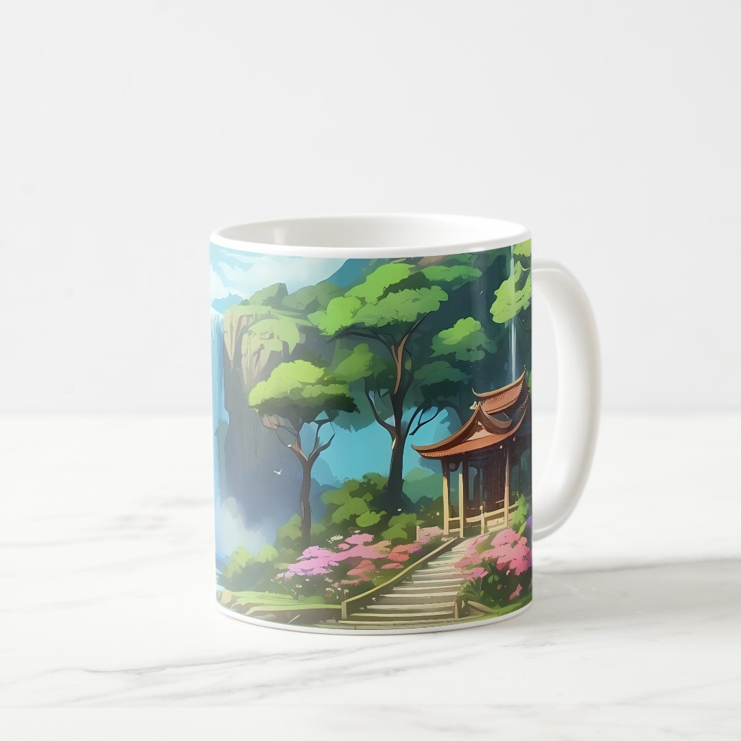 Beautiful anime mystical waterfall coffee mug Anime Kupa Bardak Modern Anime Baskılı Kupa