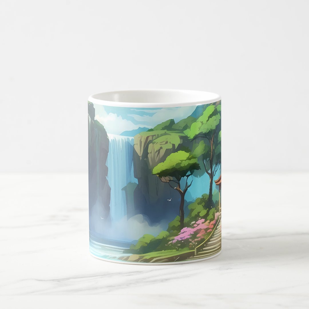 Beautiful anime mystical waterfall coffee mug Anime Kupa Bardak Modern Anime Baskılı Kupa