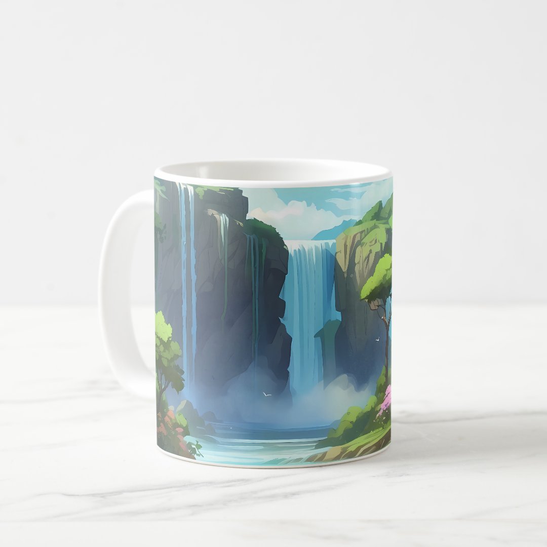 Beautiful anime mystical waterfall coffee mug Anime Kupa Bardak Modern Anime Baskılı Kupa