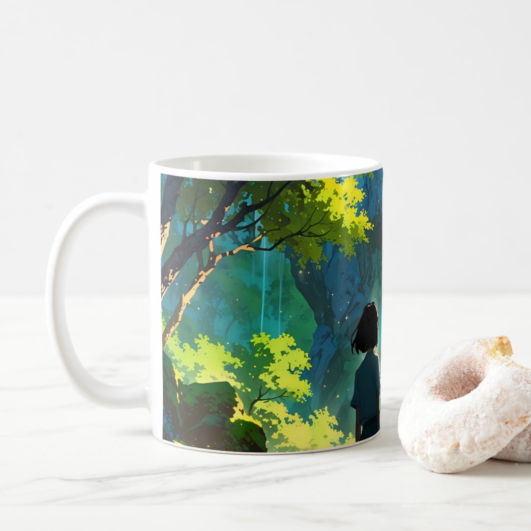 Beautiful Anime Waterfall Illustration Coffee Mug Anime Kupa Bardak Modern Anime Baskılı Kupa - En İyi Fiyatlarla