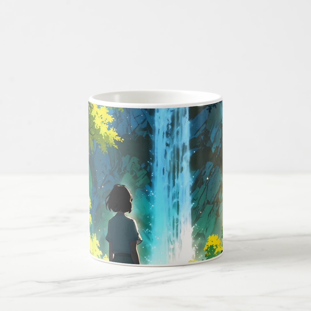Beautiful Anime Waterfall Illustration Coffee Mug Anime Kupa Bardak Modern Anime Baskılı Kupa