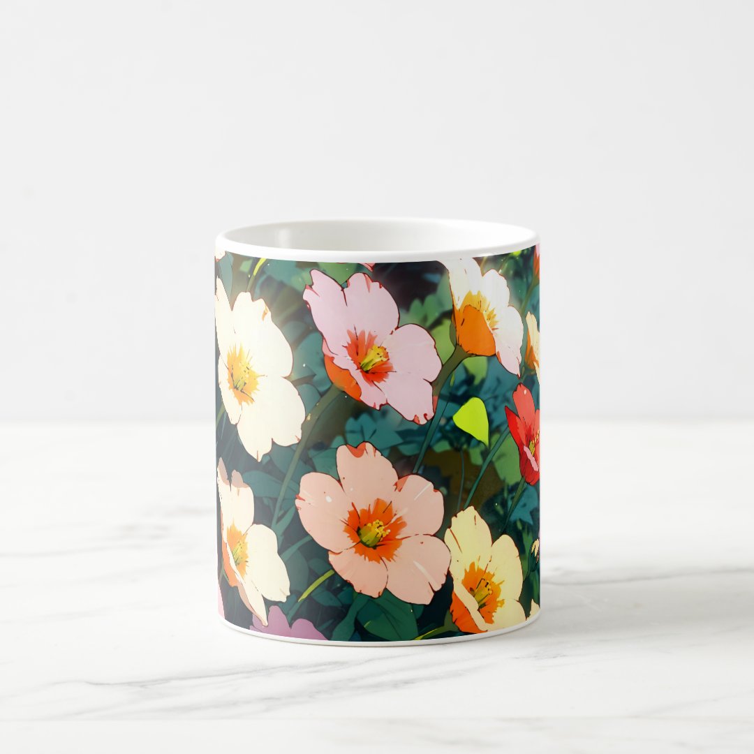Beautiful colorful anime flowers coffee mug Anime Kupa Bardak Modern Anime Baskılı Kupa