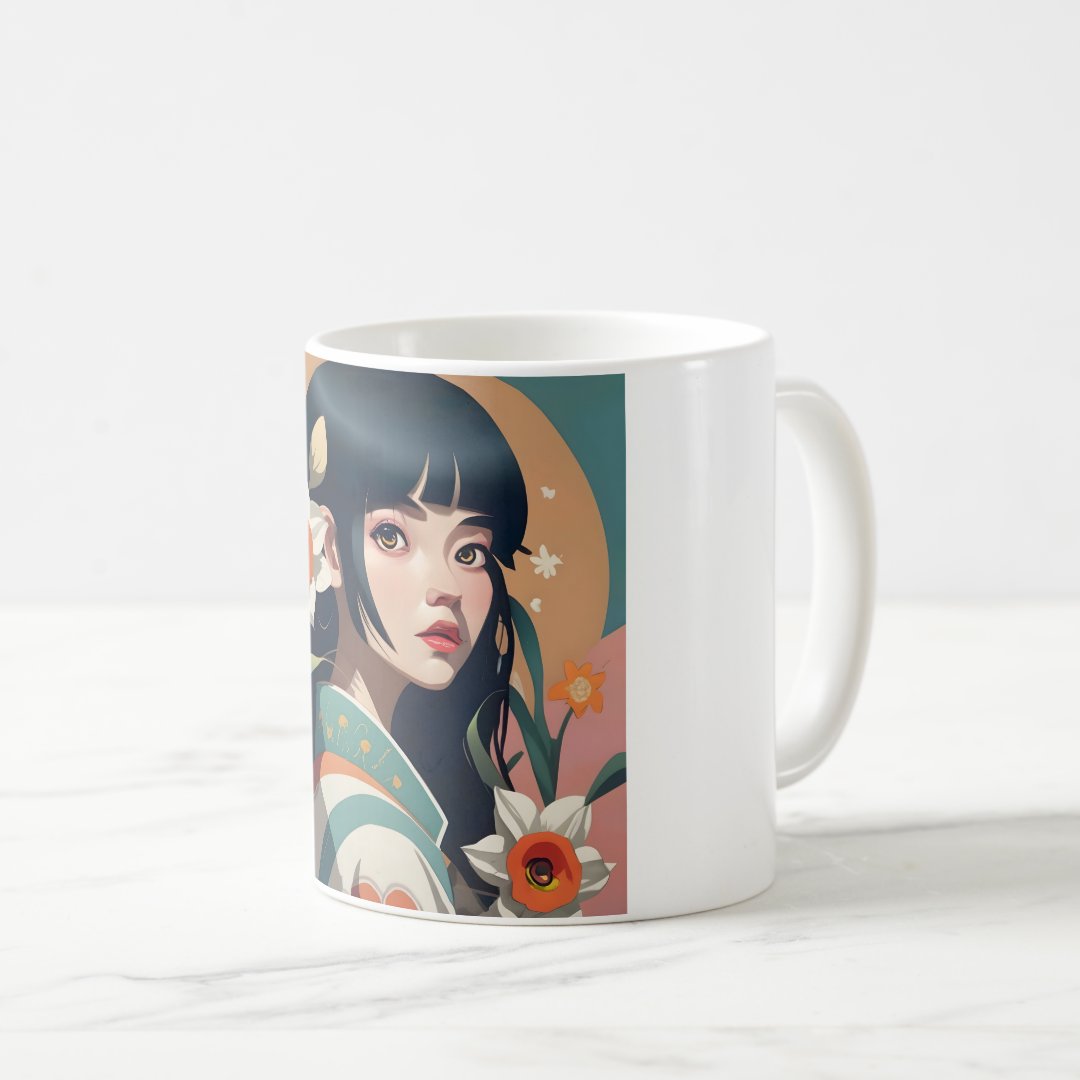 Best Gift: Anime Girl in Kimono Mug Anime Kupa Bardak Modern Anime Baskılı Kupa