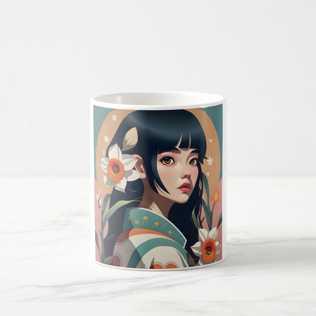 Best Gift: Anime Girl in Kimono Mug Anime Kupa Bardak Modern Anime Baskılı Kupa