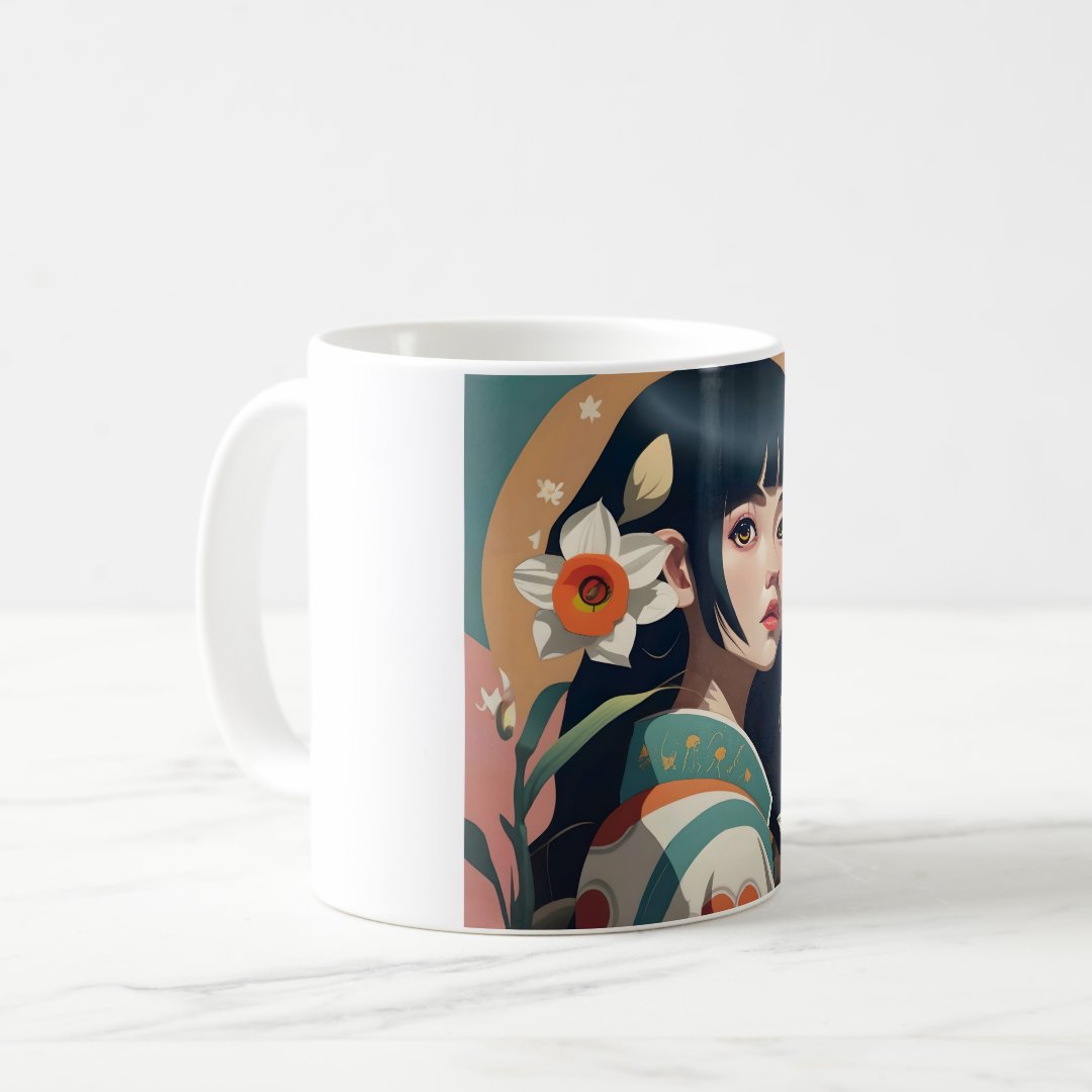 Best Gift: Anime Girl in Kimono Mug Anime Kupa Bardak Modern Anime Baskılı Kupa