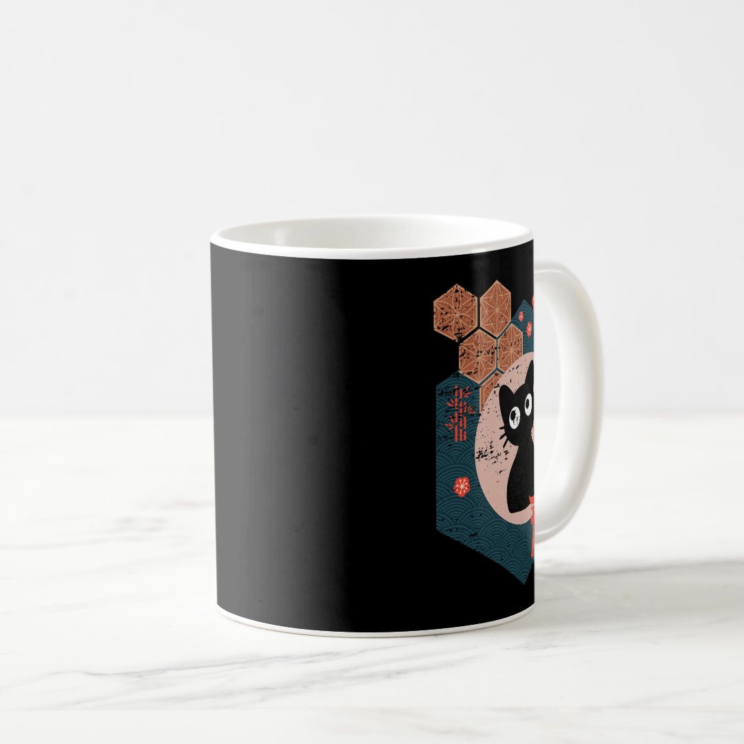 Black Cat Lover Japanese Kitten Anime Tokyo Otaku  Coffee Mug Anime Kupa Bardak Modern Anime Baskılı Kupa
