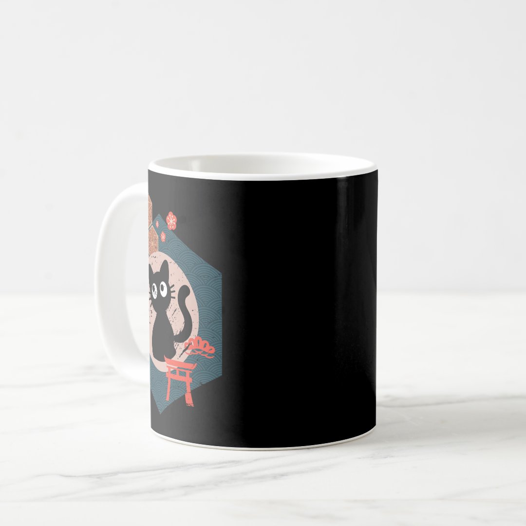 Black Cat Lover Japanese Kitten Anime Tokyo Otaku  Coffee Mug Anime Kupa Bardak Modern Anime Baskılı Kupa