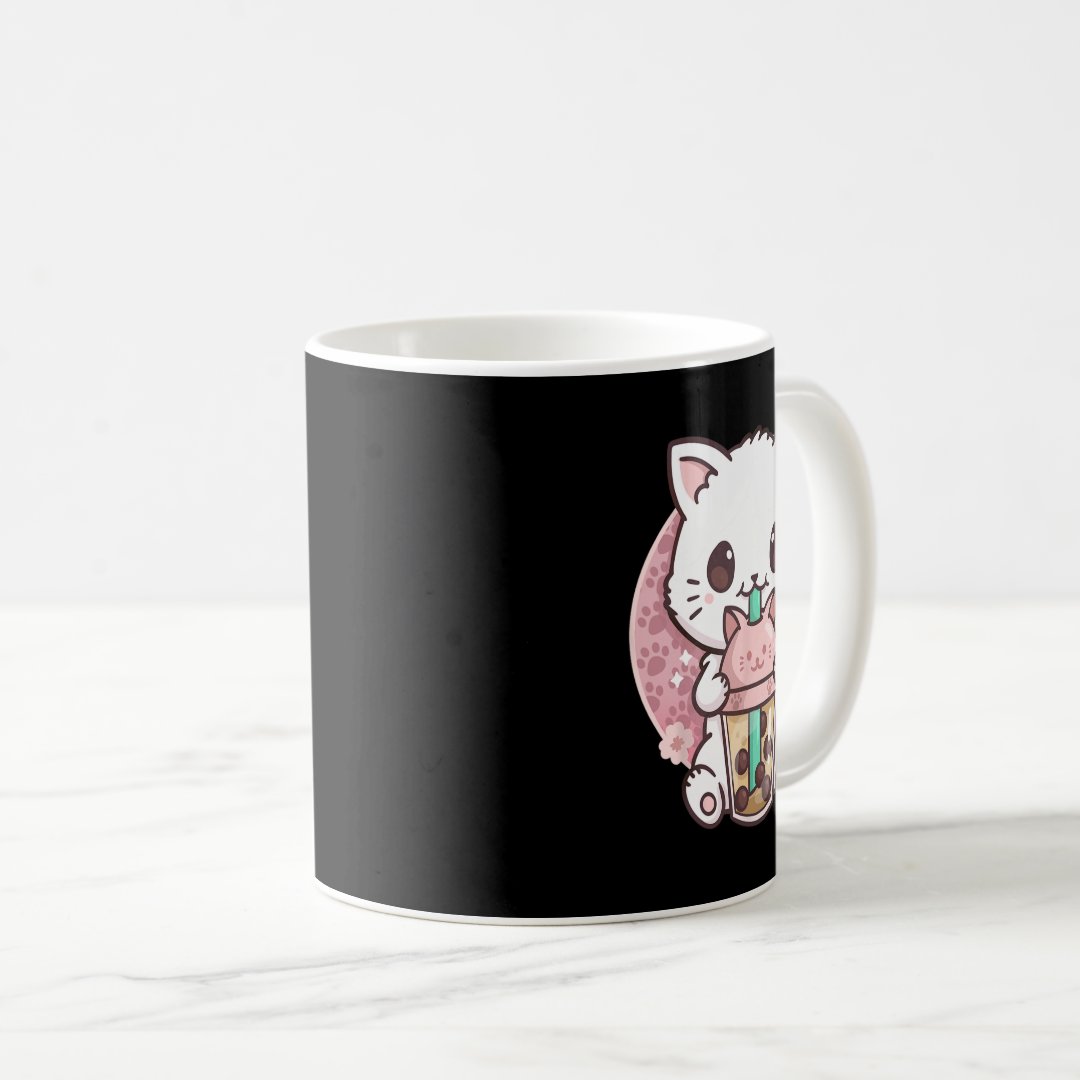 Boba Cat Boba Tea Bubble Tea Kawaii Anime Cat Kawa Coffee Mug Anime Kupa Bardak Modern Anime Baskılı Kupa
