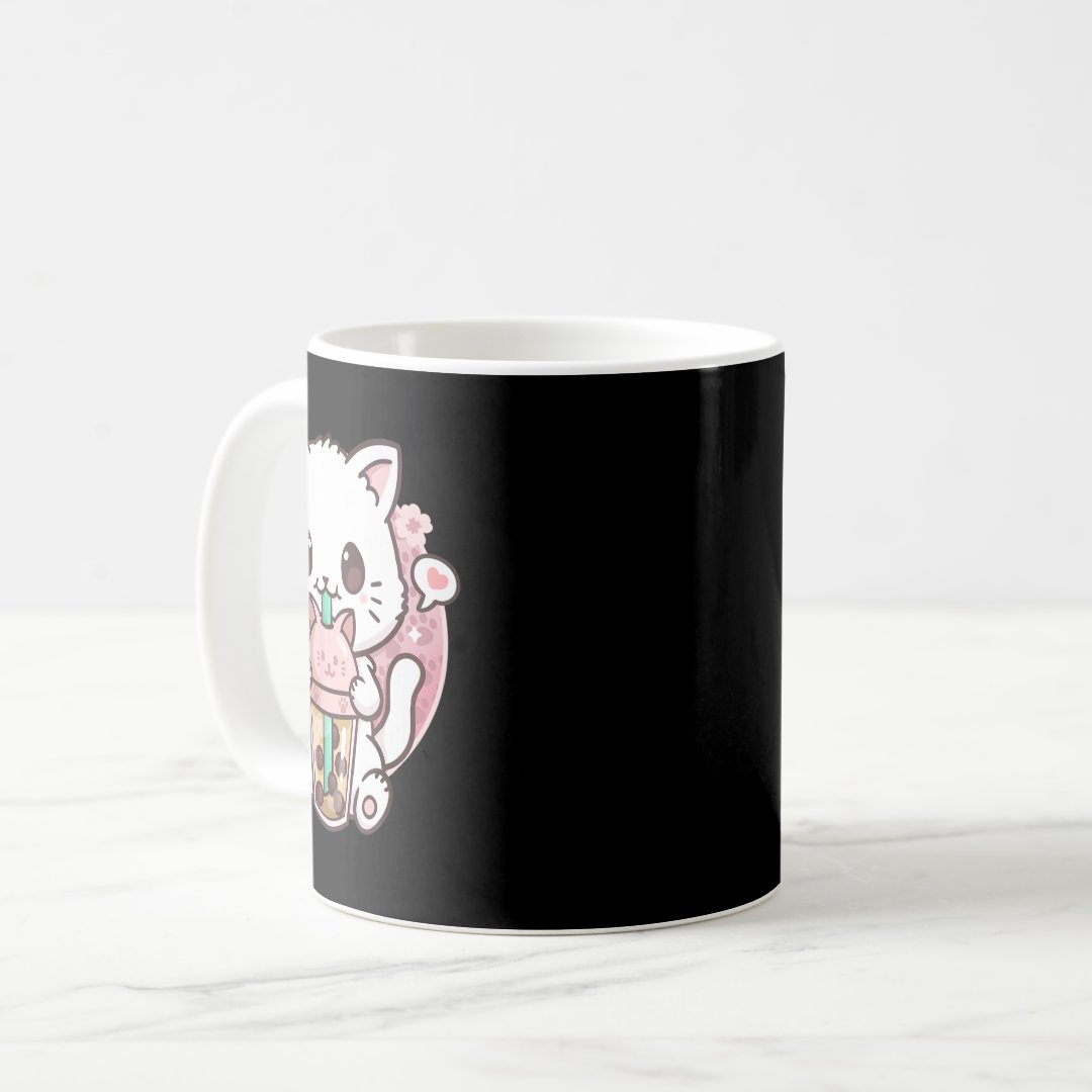 Boba Cat Boba Tea Bubble Tea Kawaii Anime Cat Kawa Coffee Mug Anime Kupa Bardak Modern Anime Baskılı Kupa
