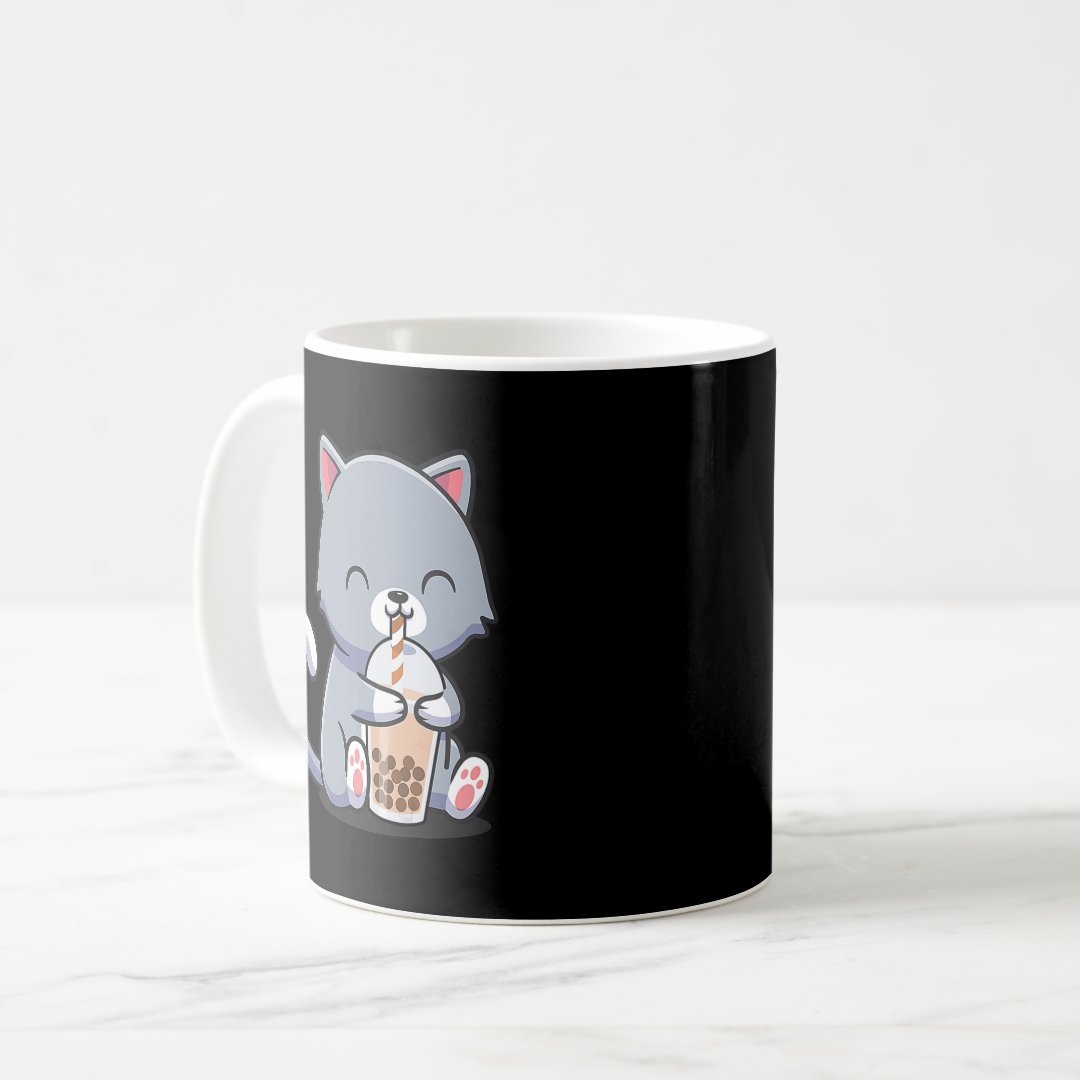 Boba Tea Cat Bubble Tea Cat Kawaii Anime Neko Gift Coffee Mug Anime Kupa Bardak Modern Anime Baskılı Kupa