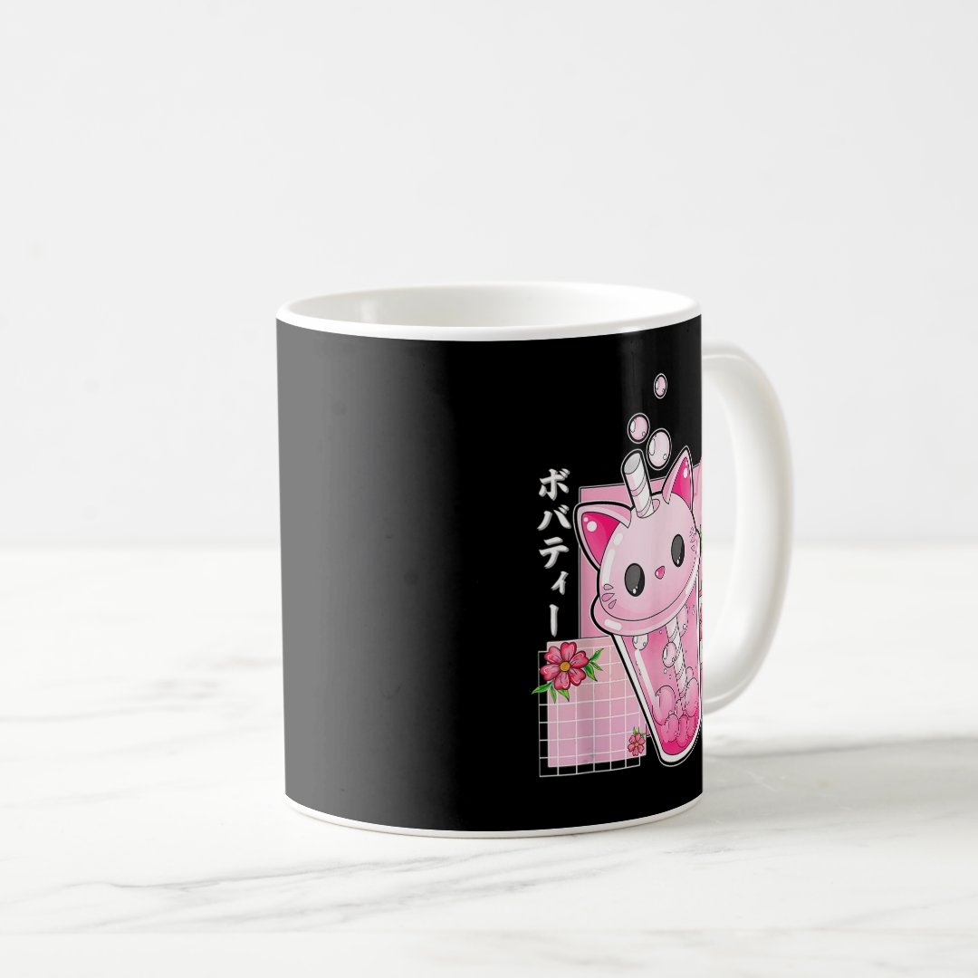 Boba Tea Cat Bubble Tea Kawaii Anime Japanese Girl Coffee Mug Anime Kupa Bardak Modern Anime Baskılı Kupa