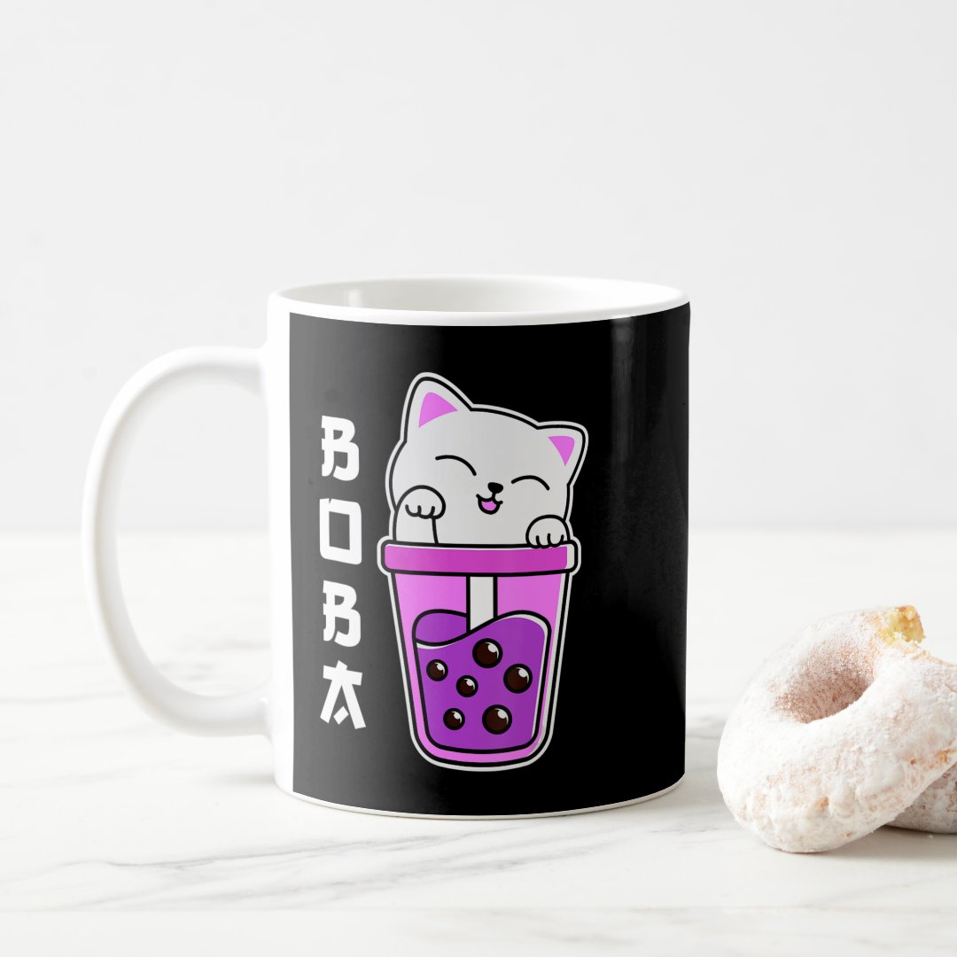 Cat Boba Anime Bubble Tea Neko Girls Kawaii Girls  Coffee Mug Anime Kupa Bardak Modern Anime Baskılı Kupa