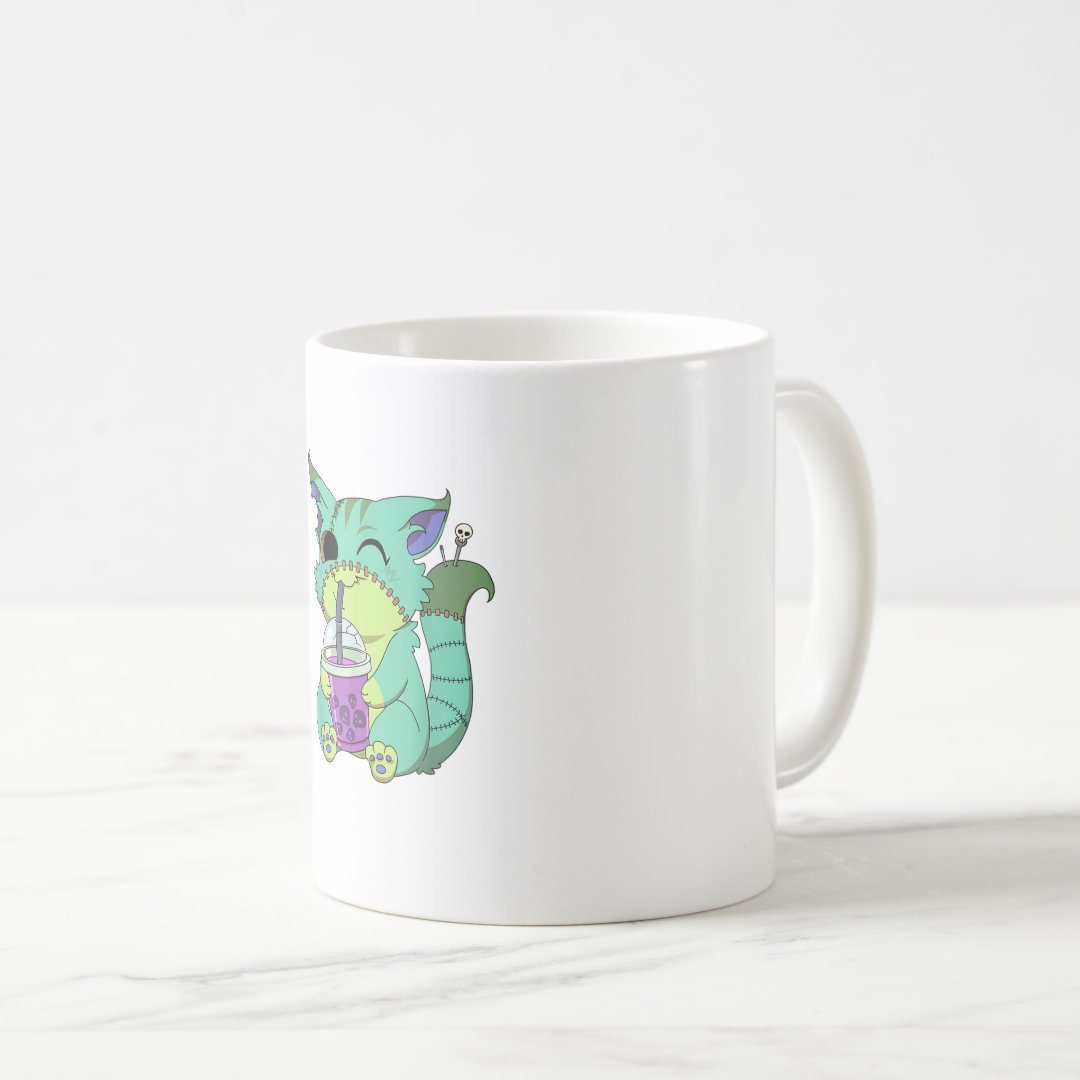Cat Boba Tea Anime Kawaii Graphic Pastel Goth Hall Coffee Mug Anime Kupa Bardak Modern Anime Baskılı Kupa