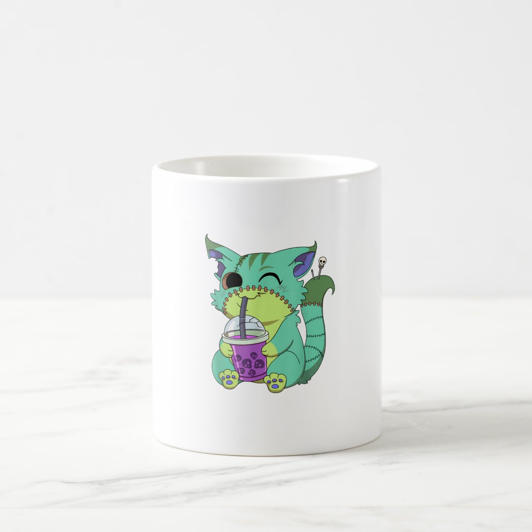 Cat Boba Tea Anime Kawaii Graphic Pastel Goth Hall Coffee Mug Anime Kupa Bardak Modern Anime Baskılı Kupa