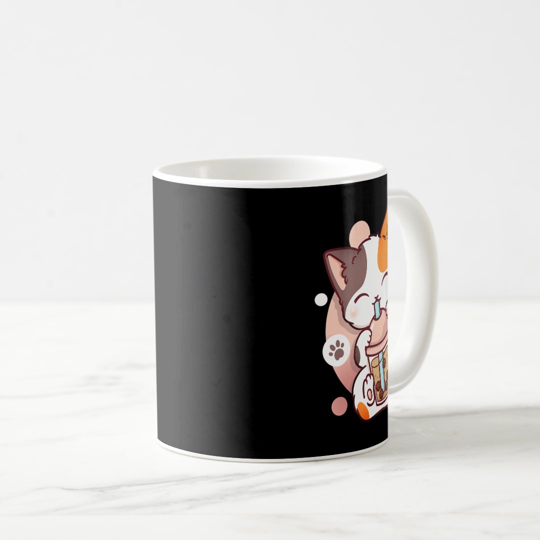 Cat Boba Tea Bubble Tea Anime Kawaii Neko  Coffee Mug Anime Kupa Bardak Modern Anime Baskılı Kupa