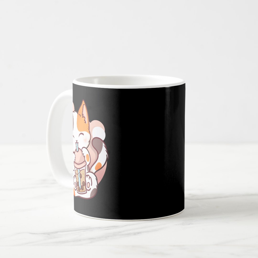 Cat Boba Tea Bubble Tea Anime Kawaii Neko  Coffee Mug Anime Kupa Bardak Modern Anime Baskılı Kupa