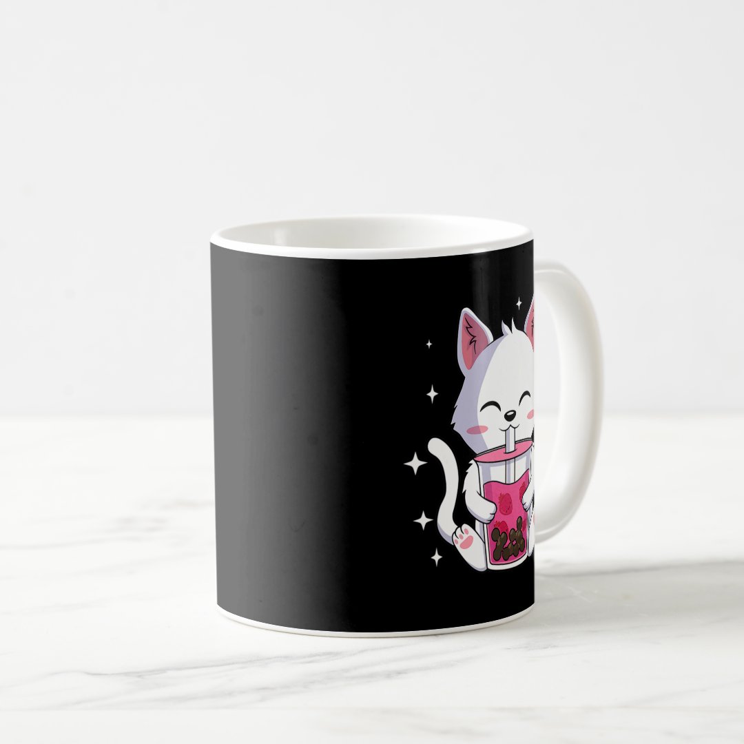 Cat Boba Tea Bubble Tea Anime Kawaii Neko Gift Gir Coffee Mug Anime Kupa Bardak Modern Anime Baskılı Kupa