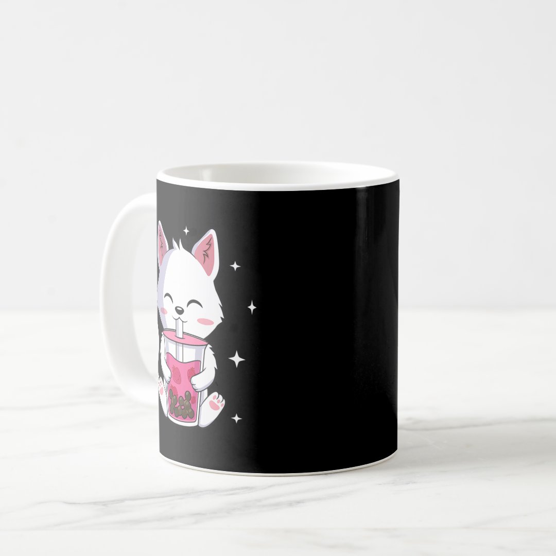 Cat Boba Tea Bubble Tea Anime Kawaii Neko Gift Gir Coffee Mug Anime Kupa Bardak Modern Anime Baskılı Kupa