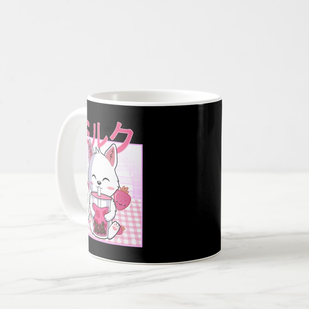 Cat Boba Tea Bubble Tea Anime Kawaii Neko Gift Kid Coffee Mug Anime Kupa Bardak Modern Anime Baskılı Kupa
