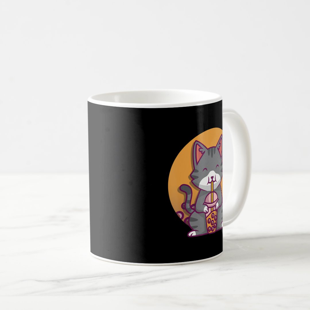 Cat Boba Tea Bubble Tea Anime Kawaii Neko Gifts Gi Coffee Mug Anime Kupa Bardak Modern Anime Baskılı Kupa