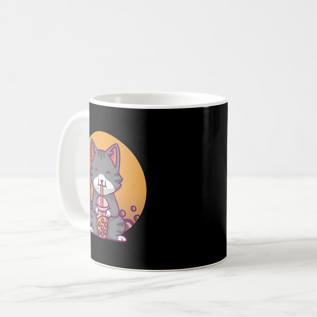 Cat Boba Tea Bubble Tea Anime Kawaii Neko Gifts Gi Coffee Mug Anime Kupa Bardak Modern Anime Baskılı Kupa