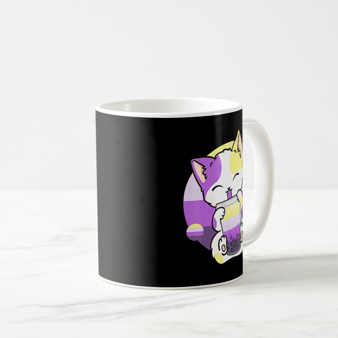Cat Boba Tea Bubble Tea Anime Kawaii Neko Kids Gir Coffee Mug Anime Kupa Bardak Modern Anime Baskılı Kupa