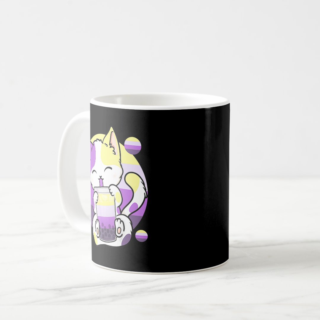 Cat Boba Tea Bubble Tea Anime Kawaii Neko Kids Gir Coffee Mug Anime Kupa Bardak Modern Anime Baskılı Kupa
