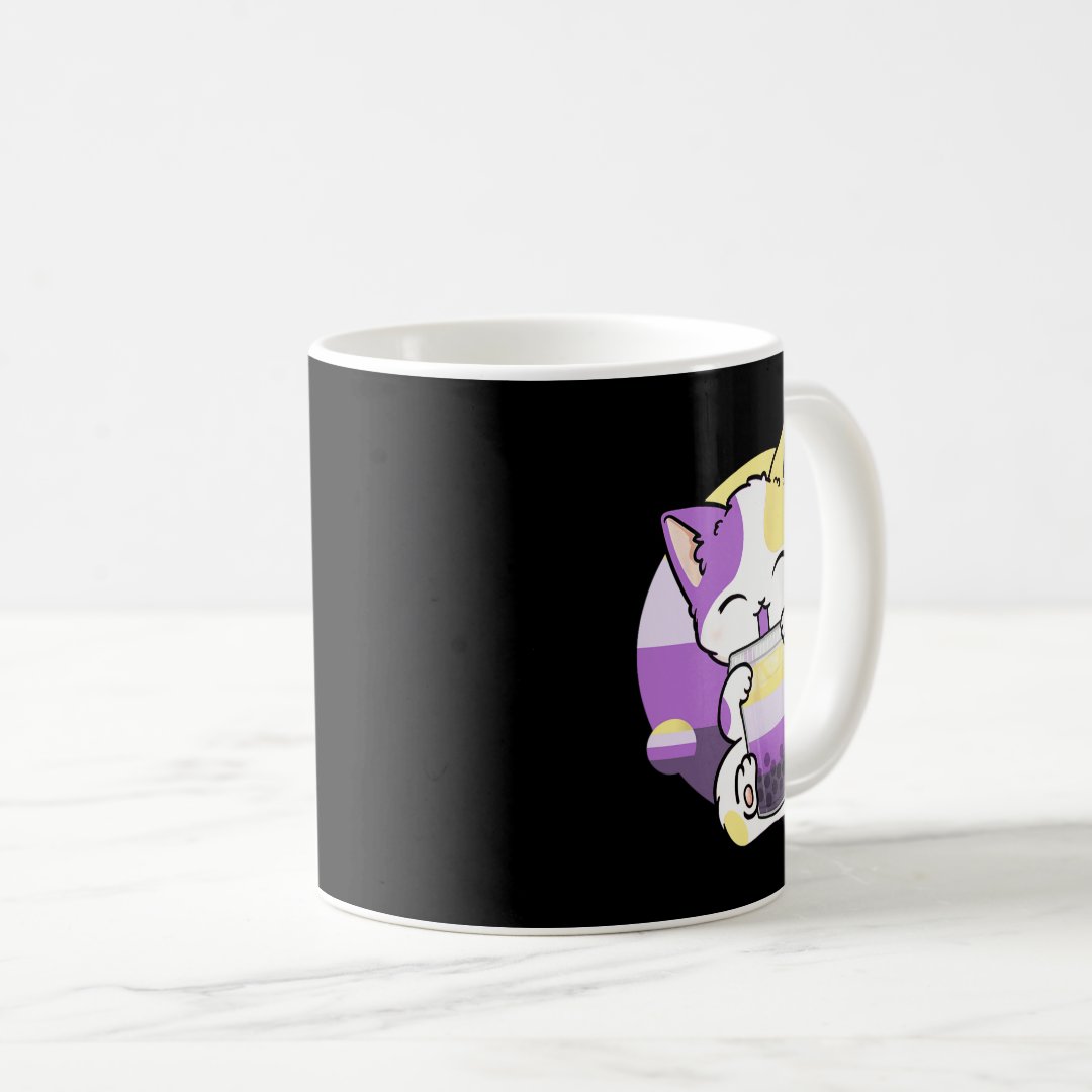 Cat Boba Tea Bubble Tea Anime Kawaii Neko Non-bina Coffee Mug Anime Kupa Bardak Modern Anime Baskılı Kupa