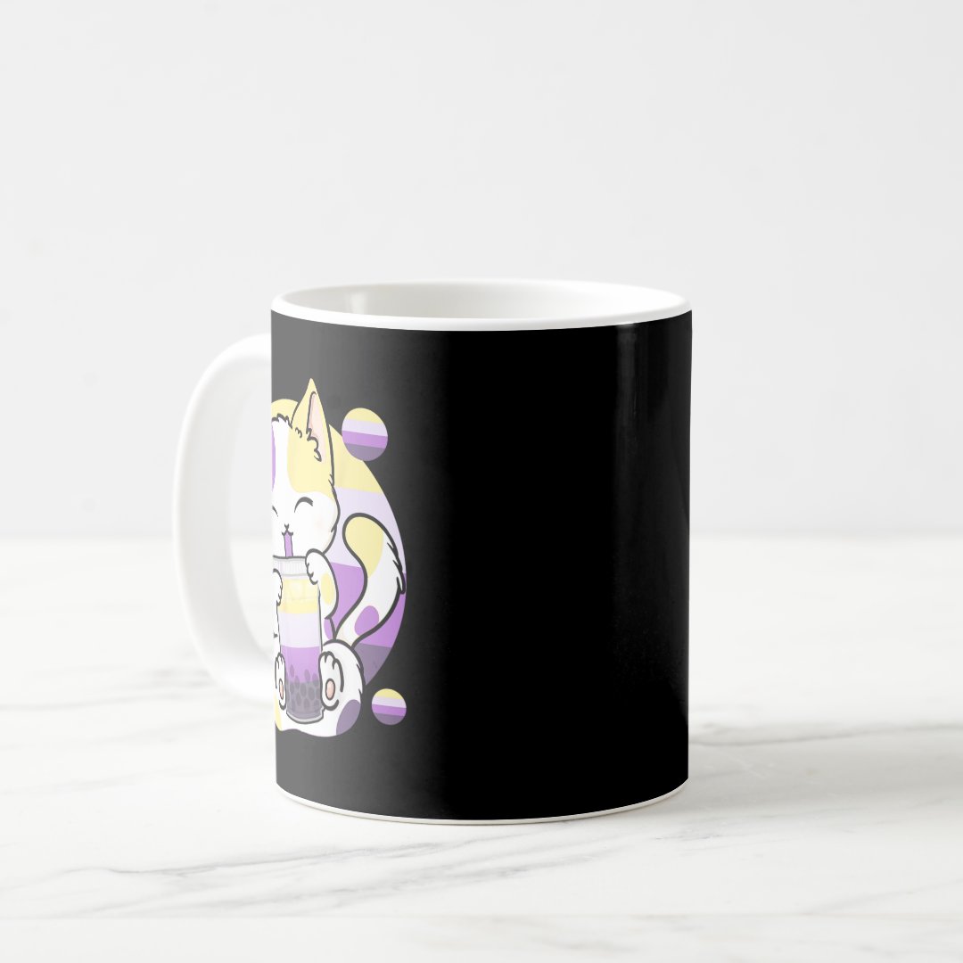 Cat Boba Tea Bubble Tea Anime Kawaii Neko Non-bina Coffee Mug Anime Kupa Bardak Modern Anime Baskılı Kupa