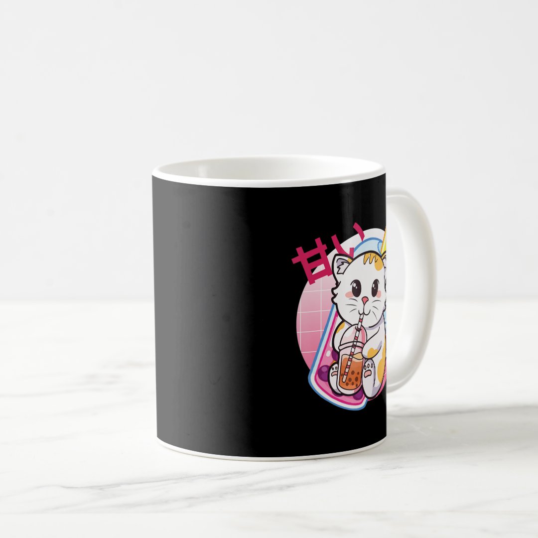Cat Boba Tea Bubble Tea Cat Lover Anime Kawaii Nek Coffee Mug Anime Kupa Bardak Modern Anime Baskılı Kupa