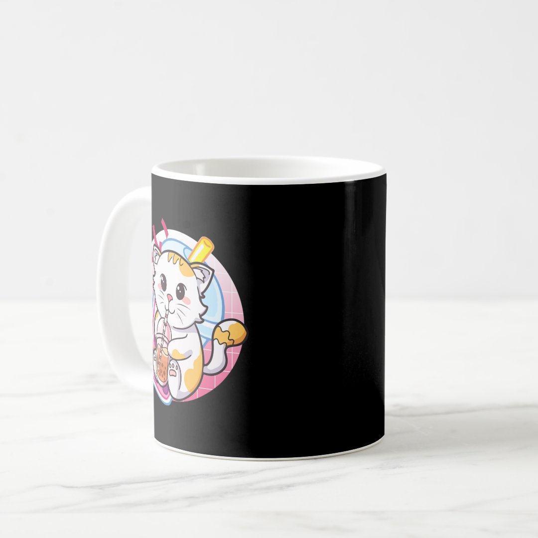 Cat Boba Tea Bubble Tea Cat Lover Anime Kawaii Nek Coffee Mug Anime Kupa Bardak Modern Anime Baskılı Kupa