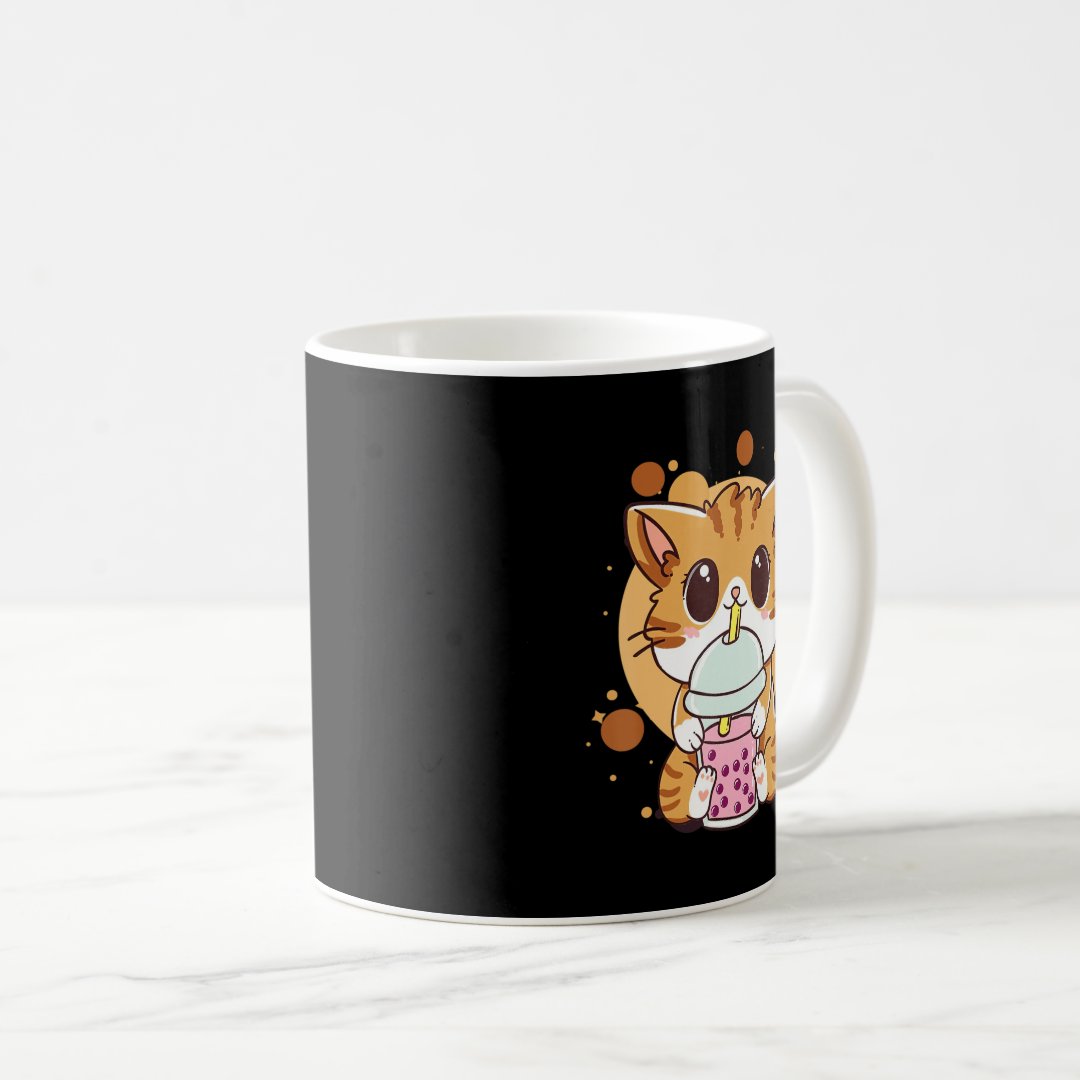 Cat Boba Tea Bubble Tea Kawaii Anime Japanese Neko Coffee Mug Anime Kupa Bardak Modern Anime Baskılı Kupa