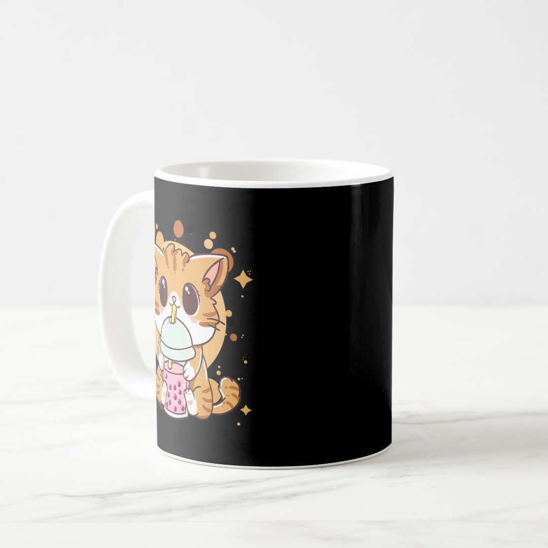 Cat Boba Tea Bubble Tea Kawaii Anime Japanese Neko Coffee Mug Anime Kupa Bardak Modern Anime Baskılı Kupa
