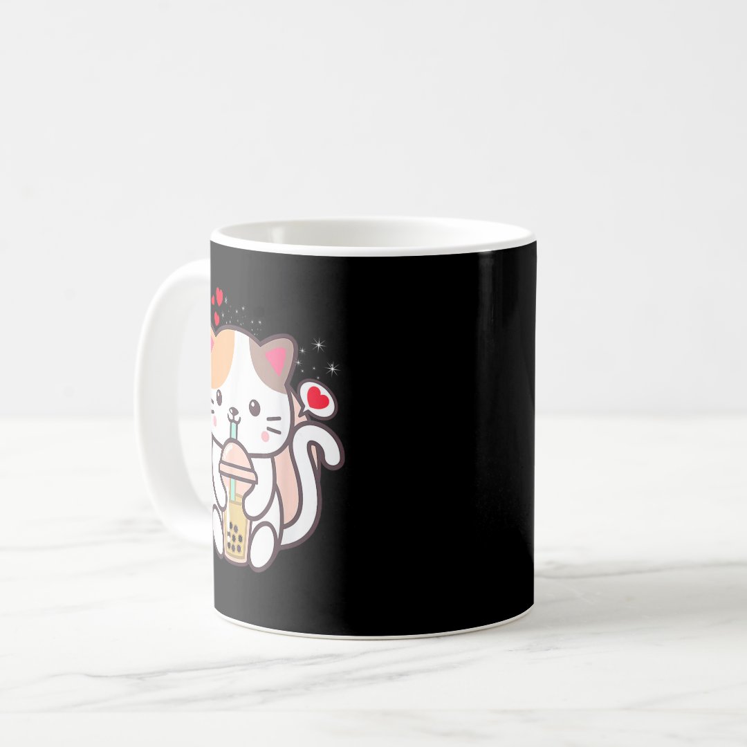 Cat Boba Tea Bubble Tea Kawaii Anime Japanese Neko Coffee Mug Anime Kupa Bardak Modern Anime Baskılı Kupa