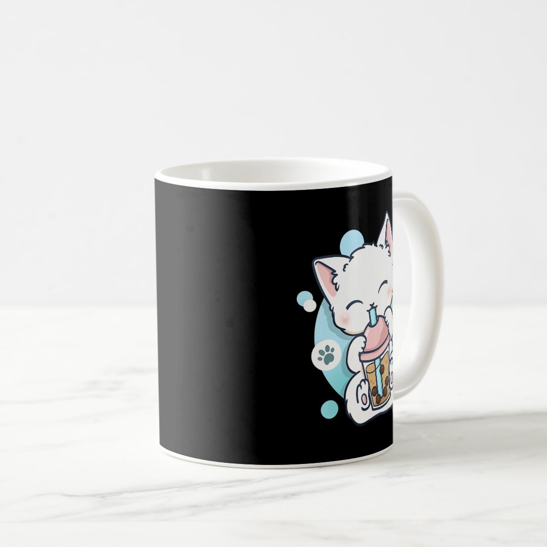 Cat Boba Tea Bubble Tea Kawaii Anime Japanese Neko Coffee Mug Anime Kupa Bardak Modern Anime Baskılı Kupa