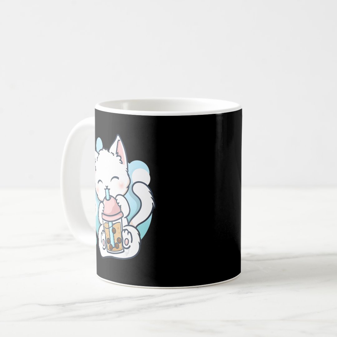 Cat Boba Tea Bubble Tea Kawaii Anime Japanese Neko Coffee Mug Anime Kupa Bardak Modern Anime Baskılı Kupa