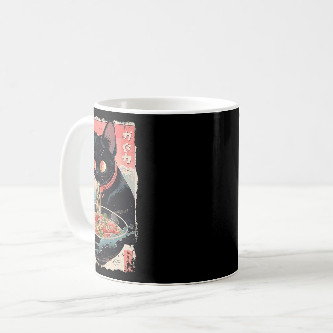 Cat Ramen Noodle Japanese Anime Manga Ramen Kawaii Coffee Mug Anime Kupa Bardak Modern Anime Baskılı Kupa