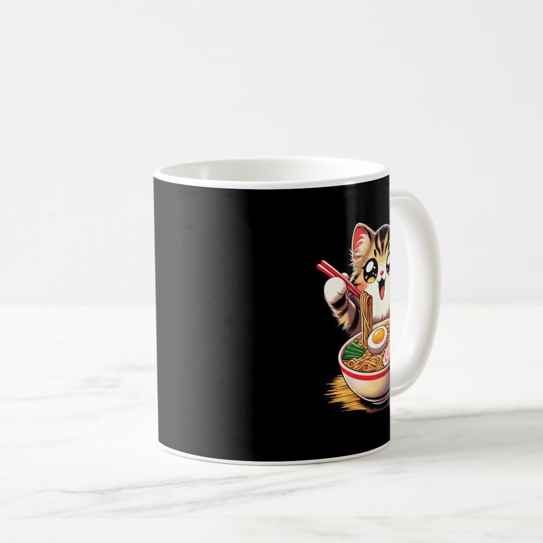 Cat Ramen Noodles Anime Kawaii Japanese Cat  Coffee Mug Anime Kupa Bardak Modern Anime Baskılı Kupa