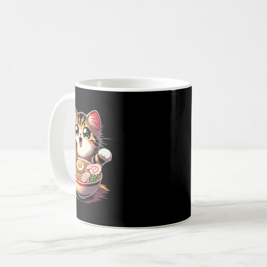 Cat Ramen Noodles Anime Kawaii Japanese Cat  Coffee Mug Anime Kupa Bardak Modern Anime Baskılı Kupa